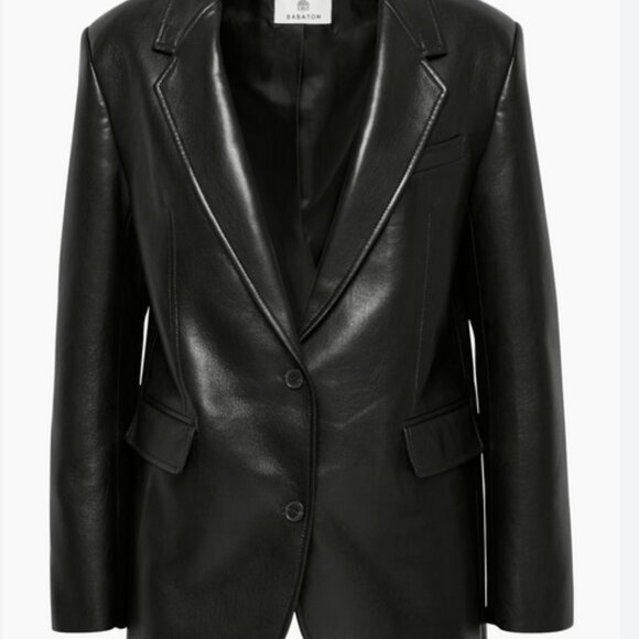 Babaton agency blazer Relaxed-fit Vegan Leather blazer size S - Picture 3 of 6